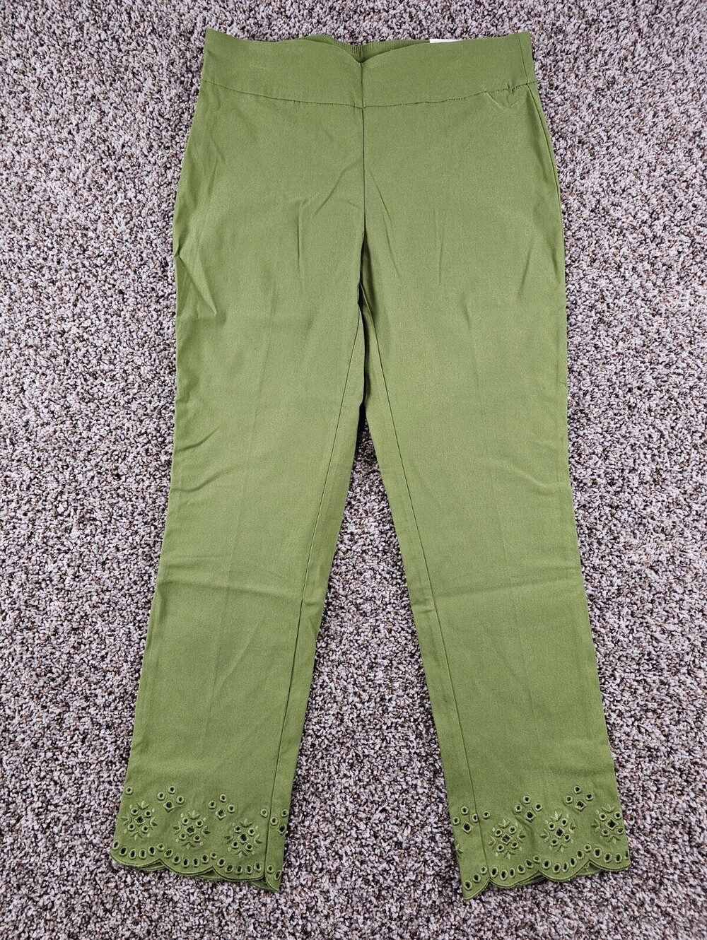 Crown & Ivy Womens Sz 12 Slim Leg Pull On Dress Pants Olive Green NEW